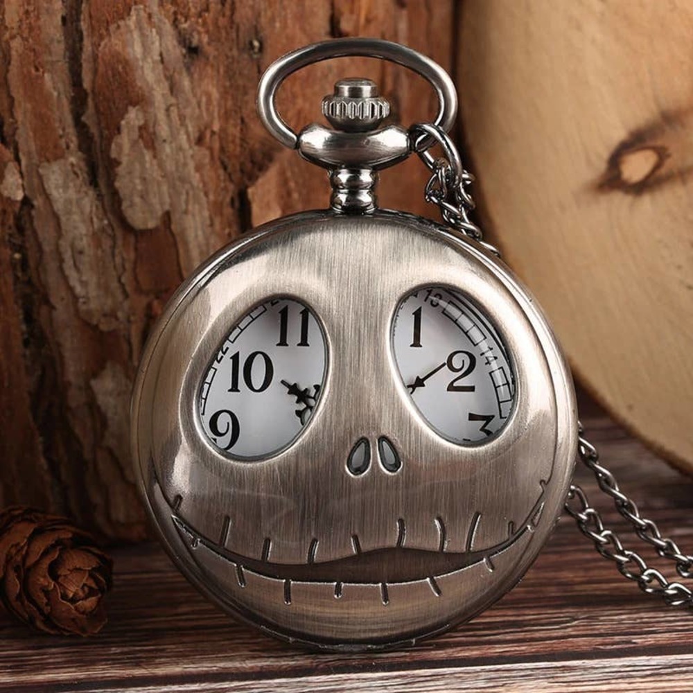 Nightmare Before Christmas Pocket Watch NEW Antique Silver Jack Skellington